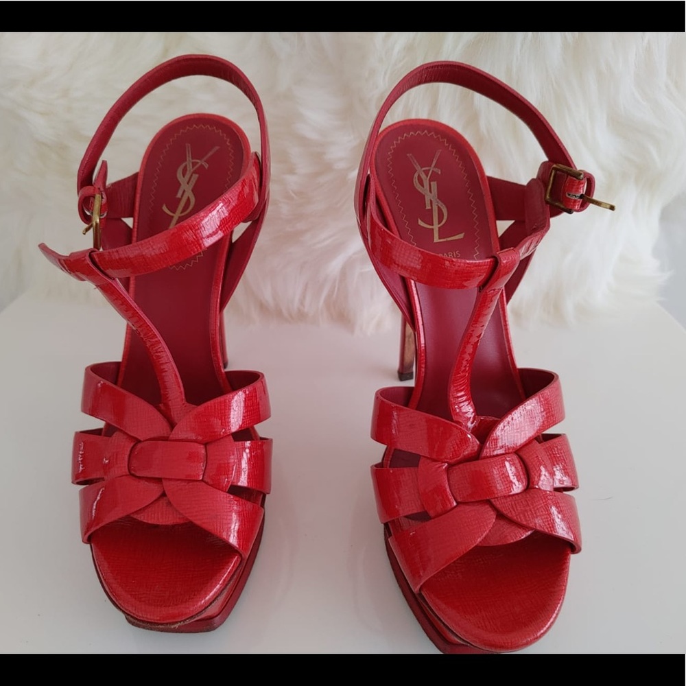 Red Patent Leather YSL Tribute Sandals size 37 - Picture 5 of 6